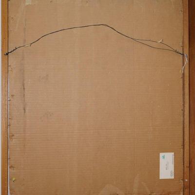 IRENE OPPEDISANO ACRLIC & PAPER SCULPTURE FLORAL POPPIES & DAISES IN VASE/GOLD TONE CARVED WOOD FRAME