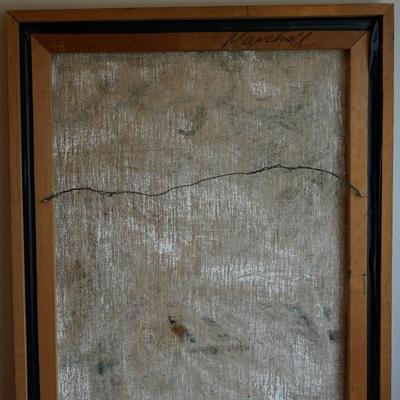 SIGNED MARSHALL BREWER OIL ON CANVAS OF CHARACTER BIRD