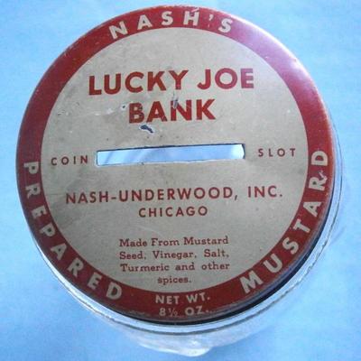 2 NASH'S  "LUCKY JOE" Still Bank Mustard Jars