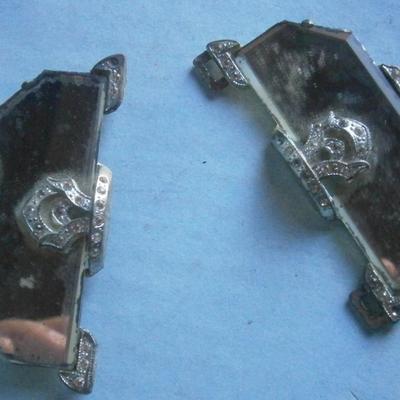 Unusual Art Deco Glass & Rhinestone Belt Buckle