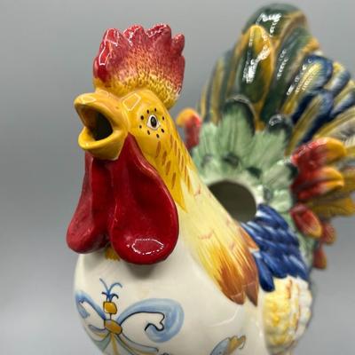 Ceramic Chicken Rooster Vintage Fitz and Floyd Ricamo Series Collectible Kitchenware Pitcher