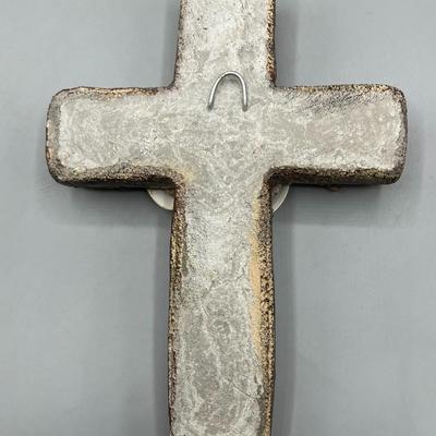 Plaster Seashell Nautical Religious Wall Hanging Decor Cross