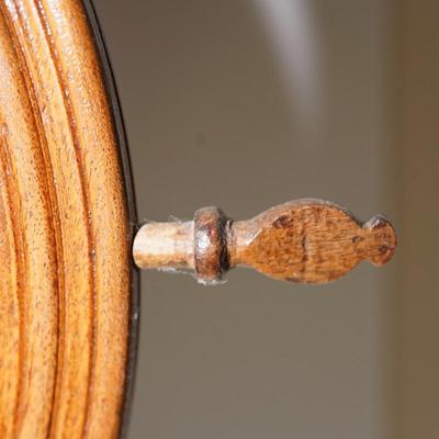 VICTORIAN FREE-STANDING WOOD SHAVING MIRROR ON WOOD PLATFORM SWIVEL