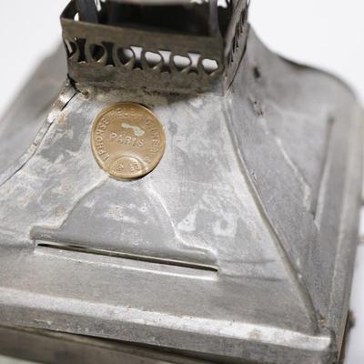 VINTAGE FRENCH CANDLE LANTERN WHITE TIN