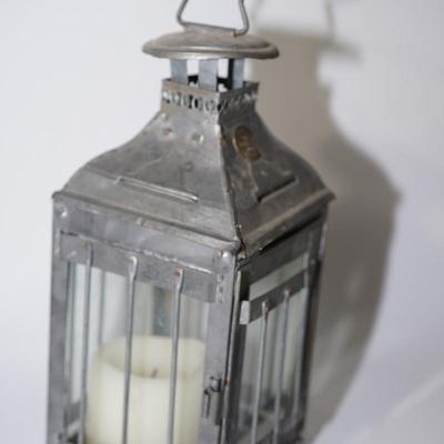 VINTAGE FRENCH CANDLE LANTERN WHITE TIN