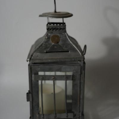 VINTAGE FRENCH CANDLE LANTERN WHITE TIN