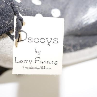 LARRY FANNING LOON DECOY " ECHOES OF MY DREAMS " ACCENTED BY A QUALITY METAL CATTAIL SCULPTURE