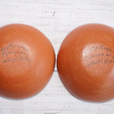 BERTHA KINALE WALPI HOPI PUEBLO SM POTTERY CLAY BOWLS- PAIR