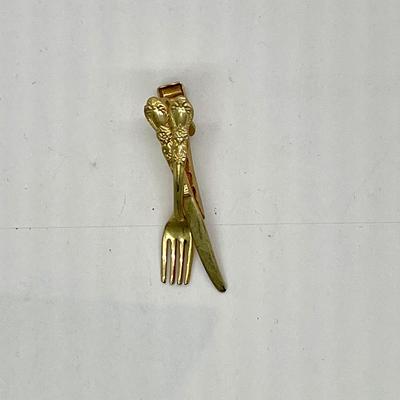 Fork and Knife golden pin jewelry