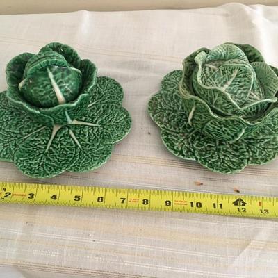 Two Cabbage style bowls and plates