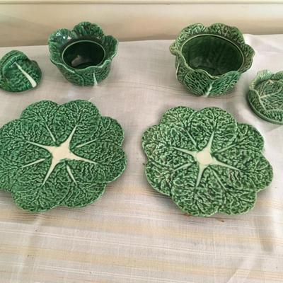 Two Cabbage style bowls and plates