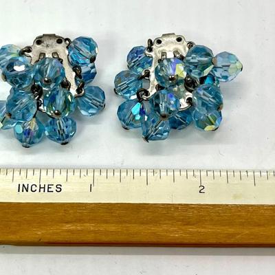 Costume jewelry earrings blue beads