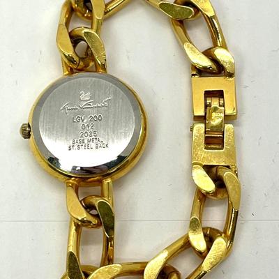 GLORIA VANDERBILT Stainless steel and black quartz golden watch Swan