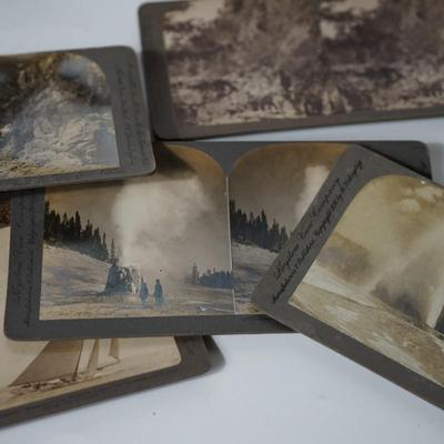ANTIQUE STEREOPTIC VIEWER /SIX CARDS OF THE WESTERN US PARKS YOSEMITE/YELLOWSTONE