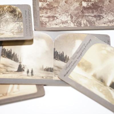 ANTIQUE STEREOPTIC VIEWER /SIX CARDS OF THE WESTERN US PARKS YOSEMITE/YELLOWSTONE