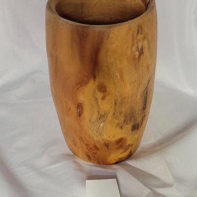 Wood vase made out of historic Greeley post