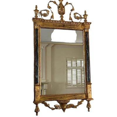 Large Mirror Beautiful Brass and Marble Mirror