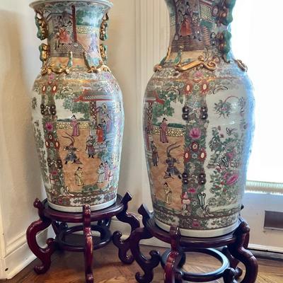 2 Large Vases With Stands