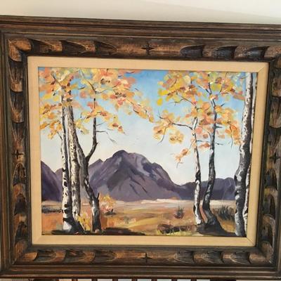 Nature oil painting Landscape with mountains and trees MCM