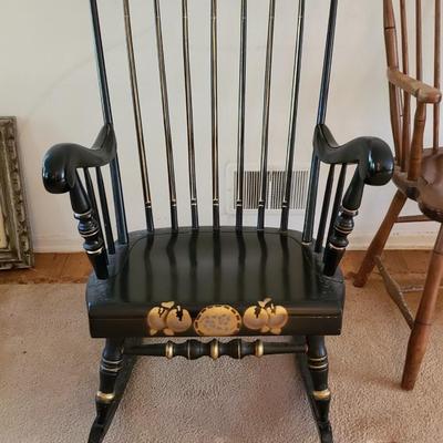 Antique Black Laquer Stencil rocking chair #1