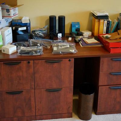 COMPLETE WALL OFFICE DESK W/FILE DRAWERS/ VERY NICE CONDITION, SUPER FOR SEWING ALSO