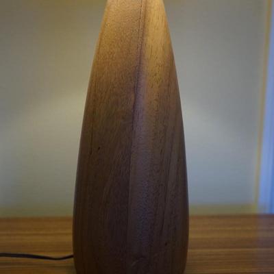 SOLID TEAKWOOD TABLE LAMP /VINTAGE FABRIC SHADE