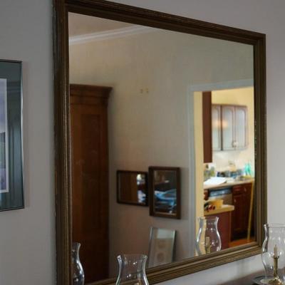 EXTRA LARGE WALL MIRROR WITH GOLD TONE PAINTED FINISH, CIRCA EARLY 1900'S