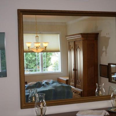 EXTRA LARGE WALL MIRROR WITH GOLD TONE PAINTED FINISH, CIRCA EARLY 1900'S