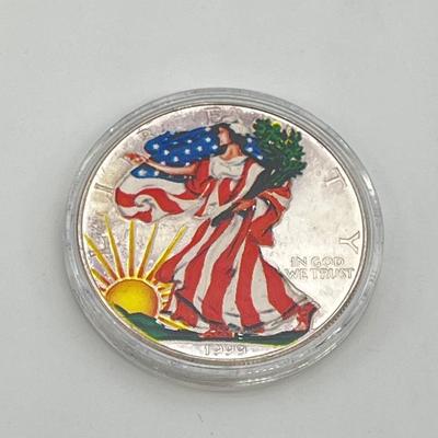 1999 Painted American Eagle 1oz 999 Fine Silver Dollar