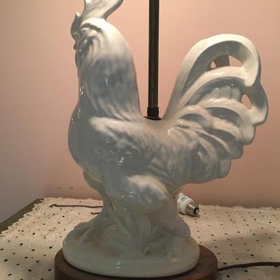 White rooster Ceramic lamp Large
