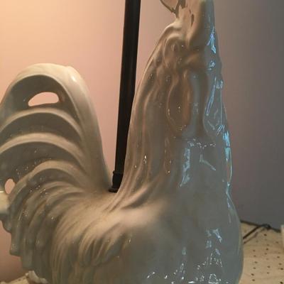 White rooster Ceramic lamp Large