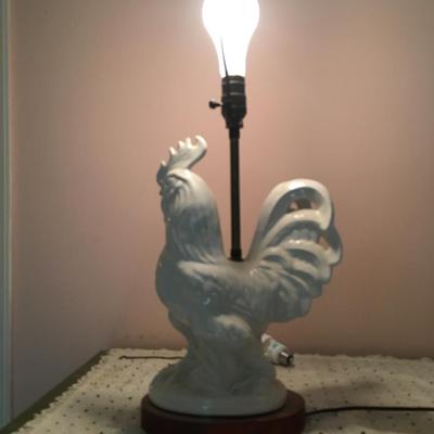 White rooster Ceramic lamp Large