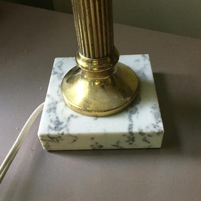 Vintage table lamps Fenton glass and marble and brass