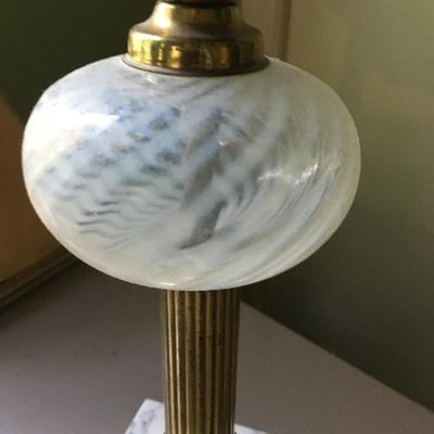 Vintage table lamps Fenton glass and marble and brass