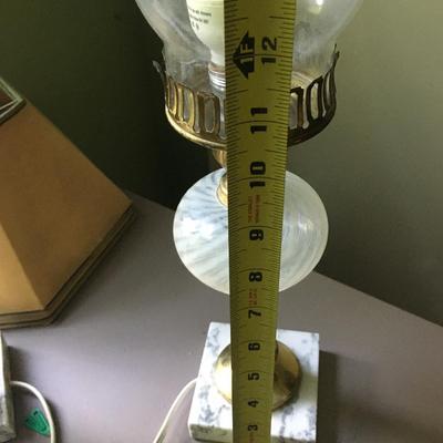 Vintage table lamps Fenton glass and marble and brass