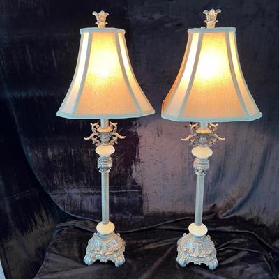 Pair of Metal and Stone Lamps  (BB-JM)