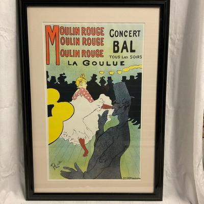 INV #6: "Moulin Rouge" Art Deco poster H. Lautrec, H 27" x W 17"