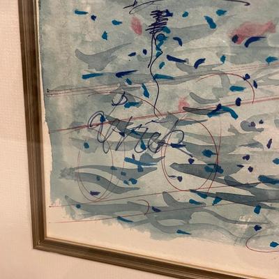INV #23: Charles Levier original artwork, French Street Women, mixed media modernist H 16' x W 23" (with certificate)