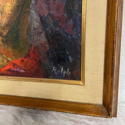 INV #47: Untitled portrait oil painting of woman, signed Ralph H 21" x W 17"