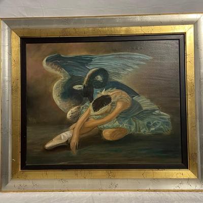 INV #74: Moses Soyer painting Ballerina with Swan, H 23" x W 29"