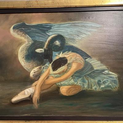 INV #74: Moses Soyer painting Ballerina with Swan, H 23" x W 29"