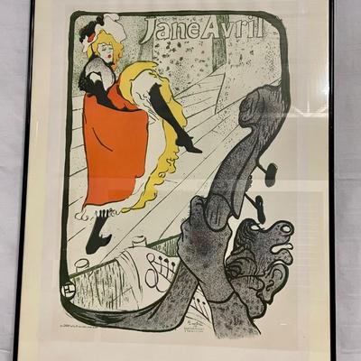INV #96: Art Deco Jane Avril poster, H 30" x W 20"