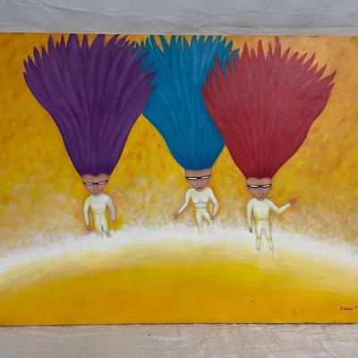INV #177: Cheryl A. Colin "Children of the Sun" painting, H 30" x W 40"