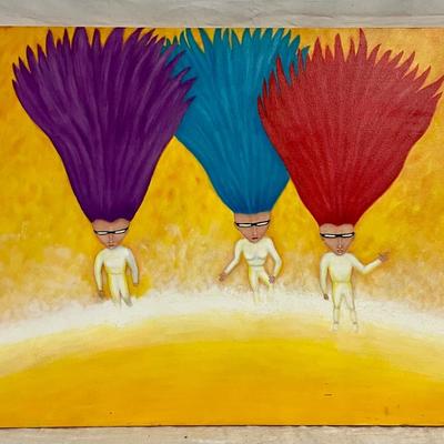 INV #177: Cheryl A. Colin "Children of the Sun" painting, H 30" x W 40"