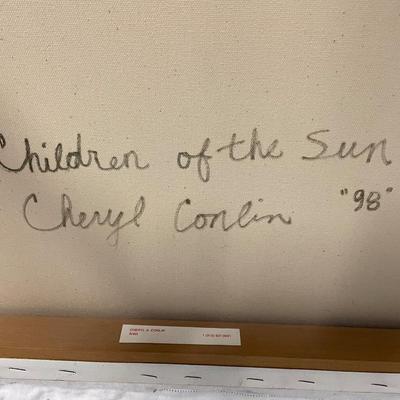 INV #177: Cheryl A. Colin "Children of the Sun" painting, H 30" x W 40"