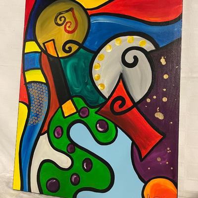 INV 179: Gino Savarino "Happy Thoughts" painting, H 28" x W 22"