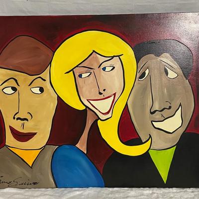 INV #183: Gino Savarino original "Love Triangle", H 24" x W 30"