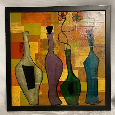 INV #190: Gino Savarino original "The Wine Collage", H 24" x W 24"