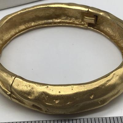 Givenchy Vintage Statement Bangle Bracelet Brushed Gold Runway 80s Signed