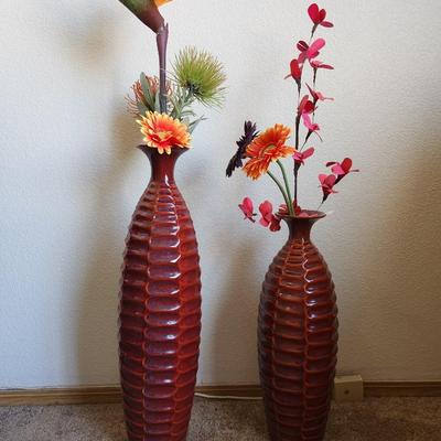 Red Honeycomb Ceramic Vases